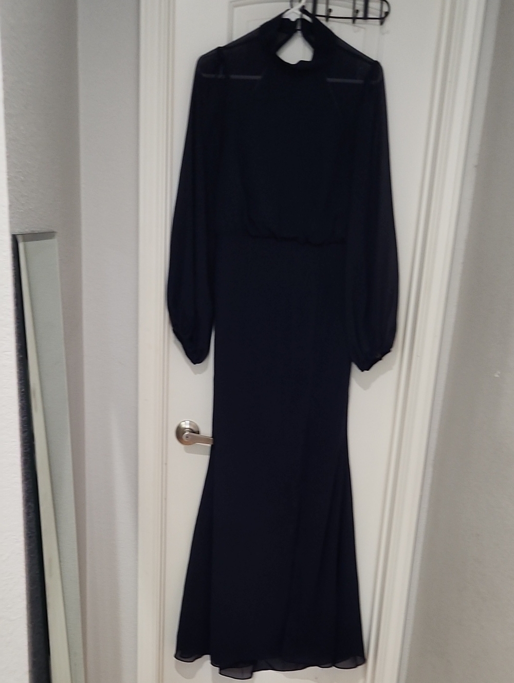 Lulu's Black Long Sleeve Chiffon Maxi Dress